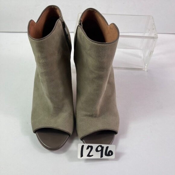 JOIE Booties Womens 39 US 8 Gray Suede Open Peep Toe Ankle Stiletto Side Zip - Picture 12 of 14